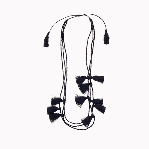 Tassel necklace, collar necklace, Tassel charm, Bohemian style, Beaded necklace