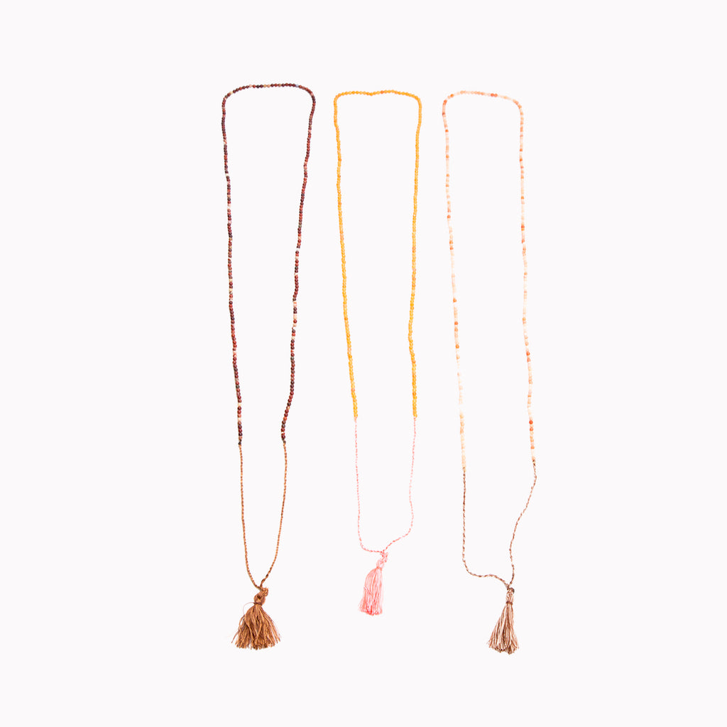 Tassel necklace, Gemstone beads necklace, Boho style fashion, Long tassel necklace, Layered necklace