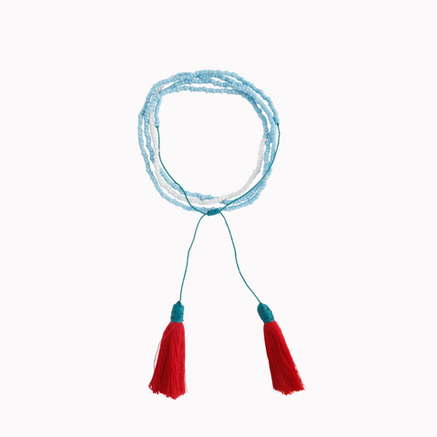 Tassel necklace, Beaded jewellery, Turquoise, Red, Tassels, Bohemian style, Tassel jewellery, Tassel Charm