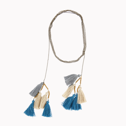 Wrap necklace, Tassels necklace, Wrap choker necklace, Women's jewellery, Tassels jewellery