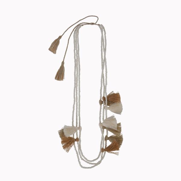 Tassel necklace, collar necklace, Tassel charm, Bohemian style, Beaded necklace