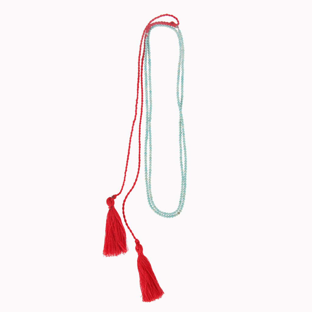 Tassel necklace, Beads jewellery, Turquoise, Red, Tassels, Boho style, Tassel jewellery  