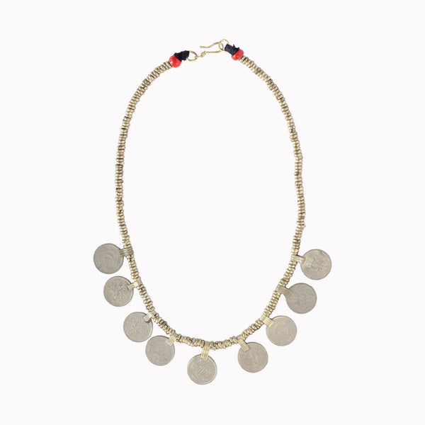 Artisan Necklace, Bohemian Design, Simple Beaded Jewelery, Unique Necklace, Brass Jewellery