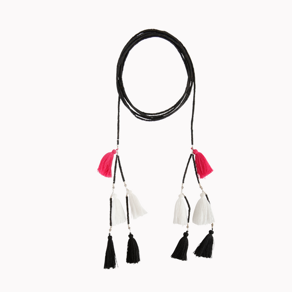 Tassel necklace, collar necklace, Tassel charm, Bohemian style, Beaded necklace, wrap necklace