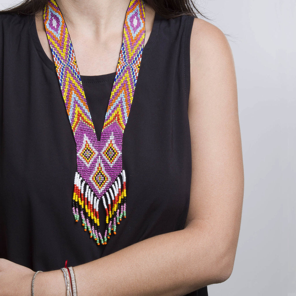 beaded necklace, tribal style jewellery, hand made, statement necklace