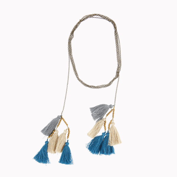 Wrap necklace, Tassels necklace, Wrap choker necklace, Women's jewellery, Tassels jewellery