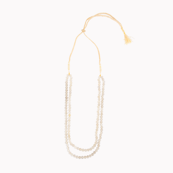 Crystal quartz beads, Beaded necklace, Tassel, Beads, Boho jewellery