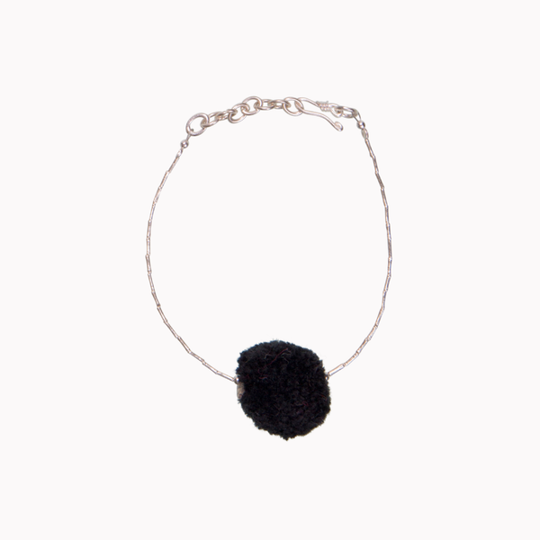 Pom pom jewellery, Delicate bracelet, Boho bracelet, Silver bracelet, Friendship bracelet