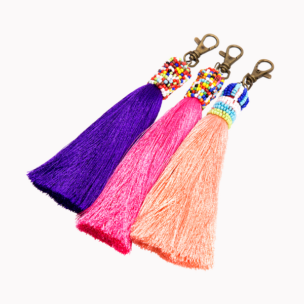 Tassel key chain, bag decoration, Boho accessories, Tassel holder, Boho key chain